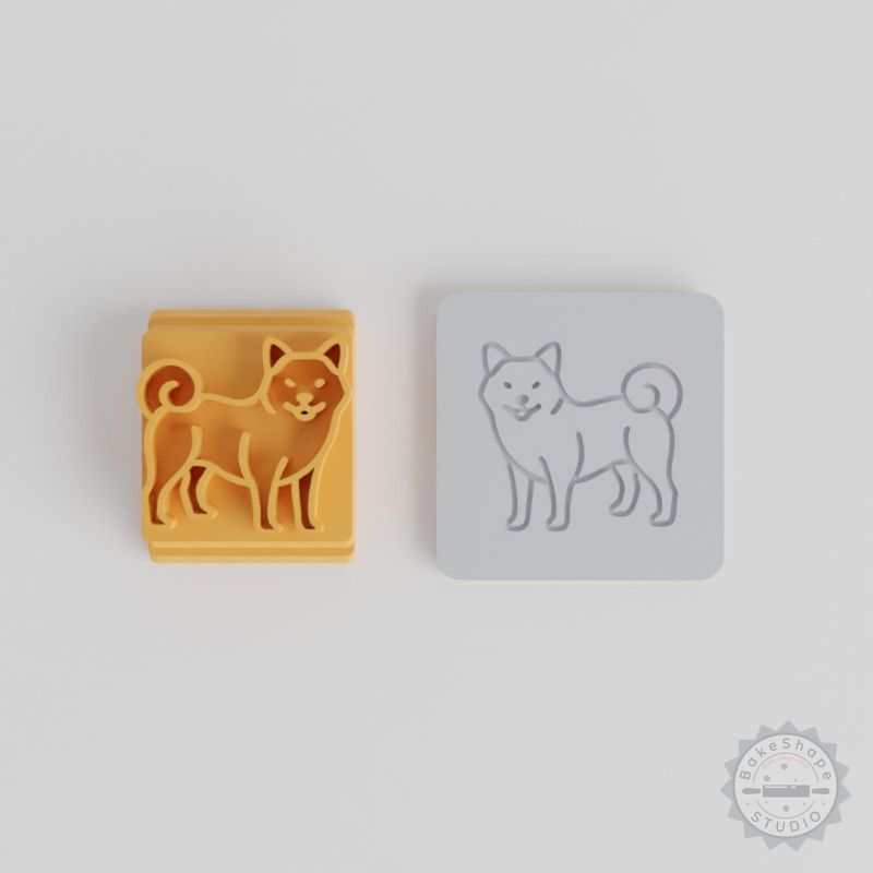 Akita Stamp Tile Set, 5 Sizes for Clay, Cookies, Fondant, Dog Breed, Cute Puppy Design
