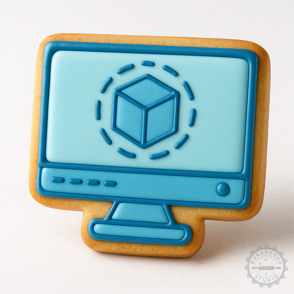 Decorated example 1 of 3D Modeling Shape Cutter and Stamp Set, Cookie & Fondant Tools, 6-Piece, S/M/L Sizes
