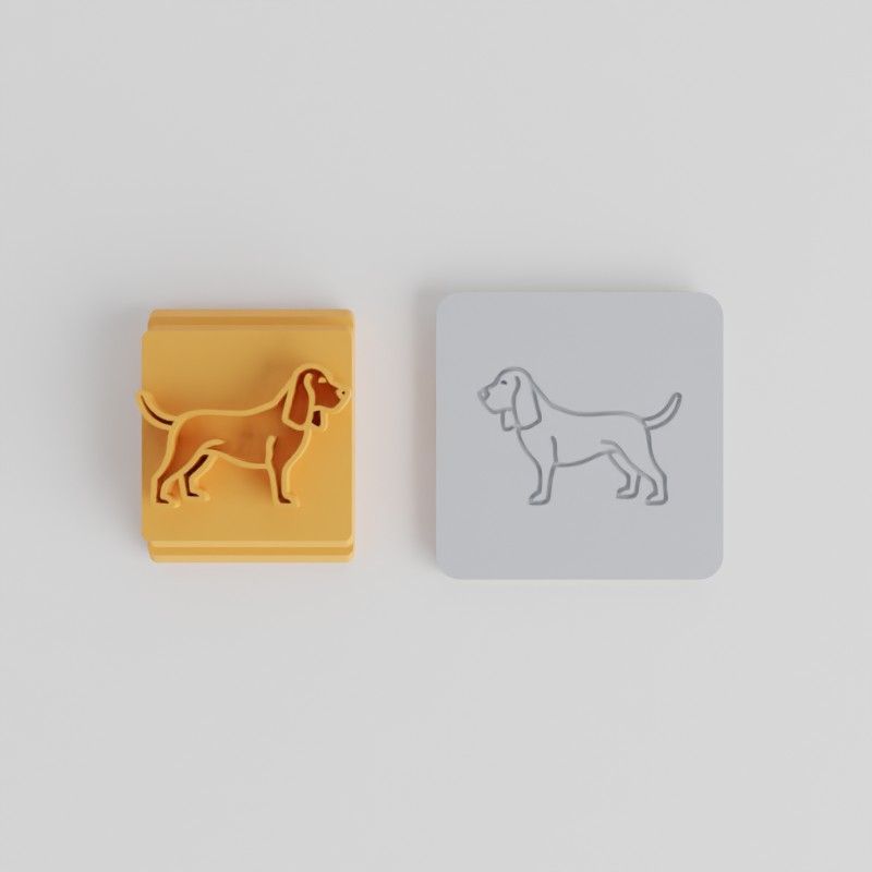 Bloodhound Stamp Tile Set, 5 Motif Sizes for Clay, Cookies & Fondant Decor, Animal Tracker Design