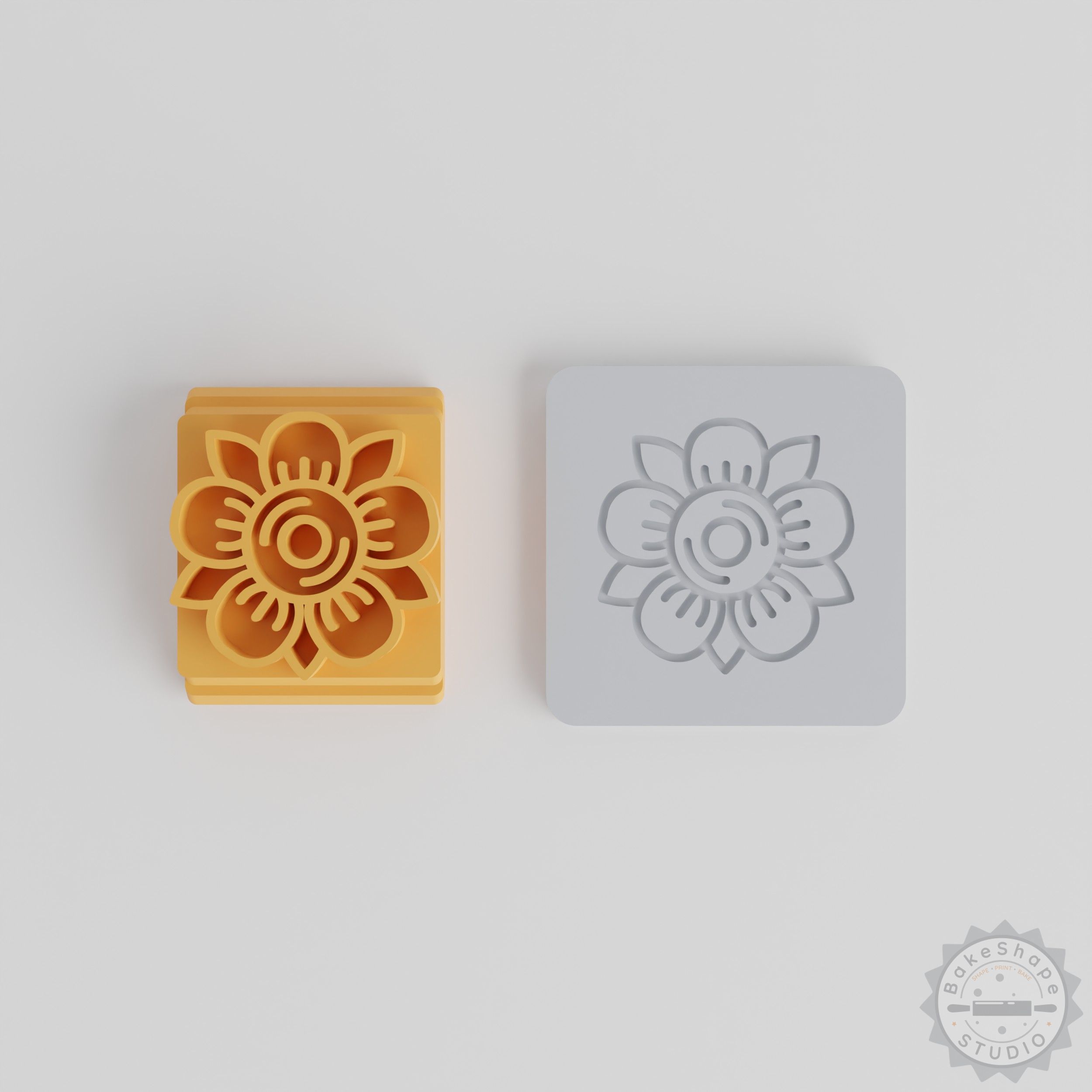 Flower Stamp Tile Set, 5 Sizes, Day of the Dead Motif, Perfect for Clay and Cookies