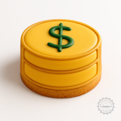 Decorated example 1 of Dollar Cookie Cutter Stamp Set, 6-Piece, Multi-Size S/M/L, Perfect for Cookies and Fondant