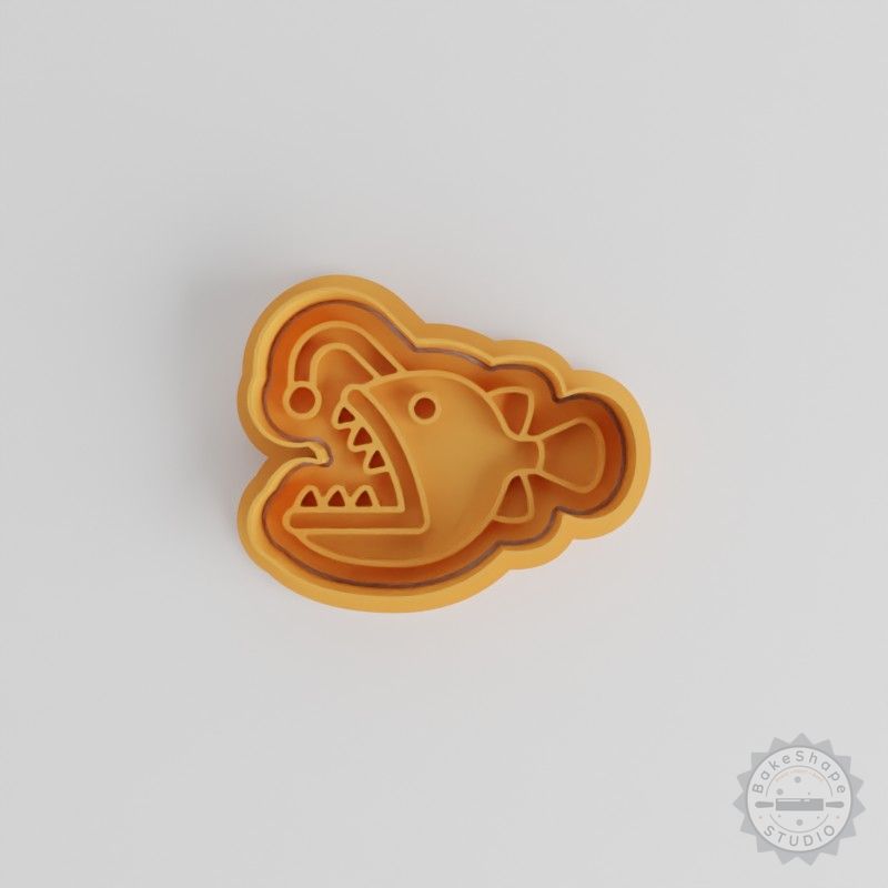 Angler Fish Shape Cutter and Stamp Set, Perfect for Cookies and Fondant, Includes 6 Pieces, Sizes S/M/L