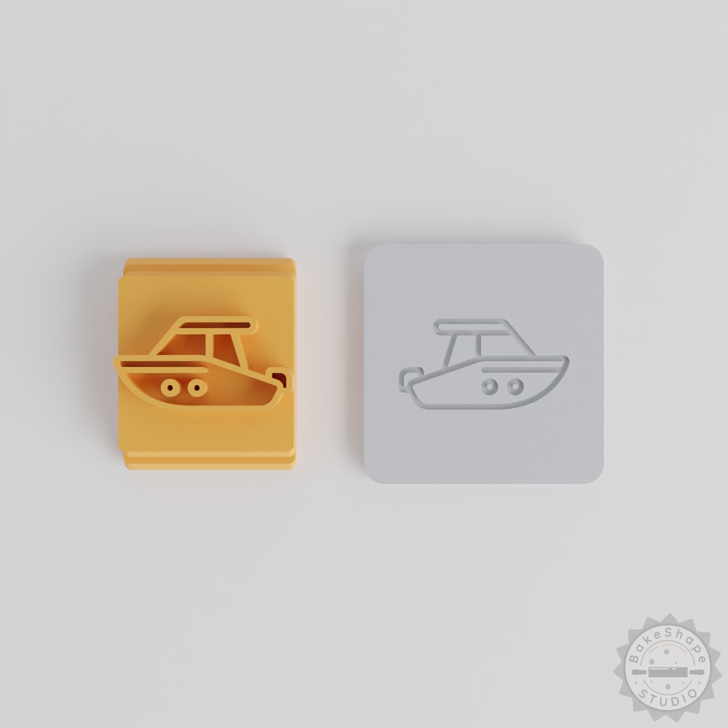 Speed Boat Stamp Tile Set for Clay, Cookies & Fondant - 5 Motif Sizes