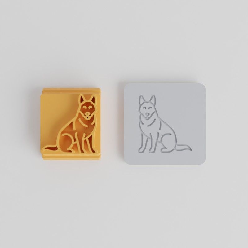 German Shepherd Stamp Tile Set, 5 Motif Sizes for Clay, Cookies, Fondant, Perfect Dog Lover Gift