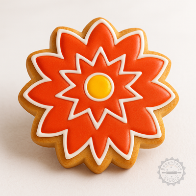 Decorated example 1 of Flower Shape Cutter and Stamp Set, Perfect for Cookies and Fondant, 6 Pieces, 3 Sizes (S/M/L)