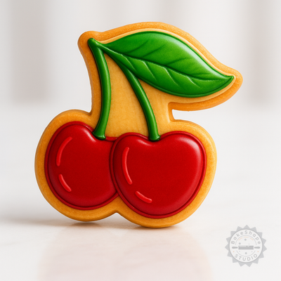 Decorated example 1 of Garden Fresh Cherry Cookie Cutter Set, Perfect for Cookies & Fondant, 6-Piece Shape Cutter & Stamp in S/M/L