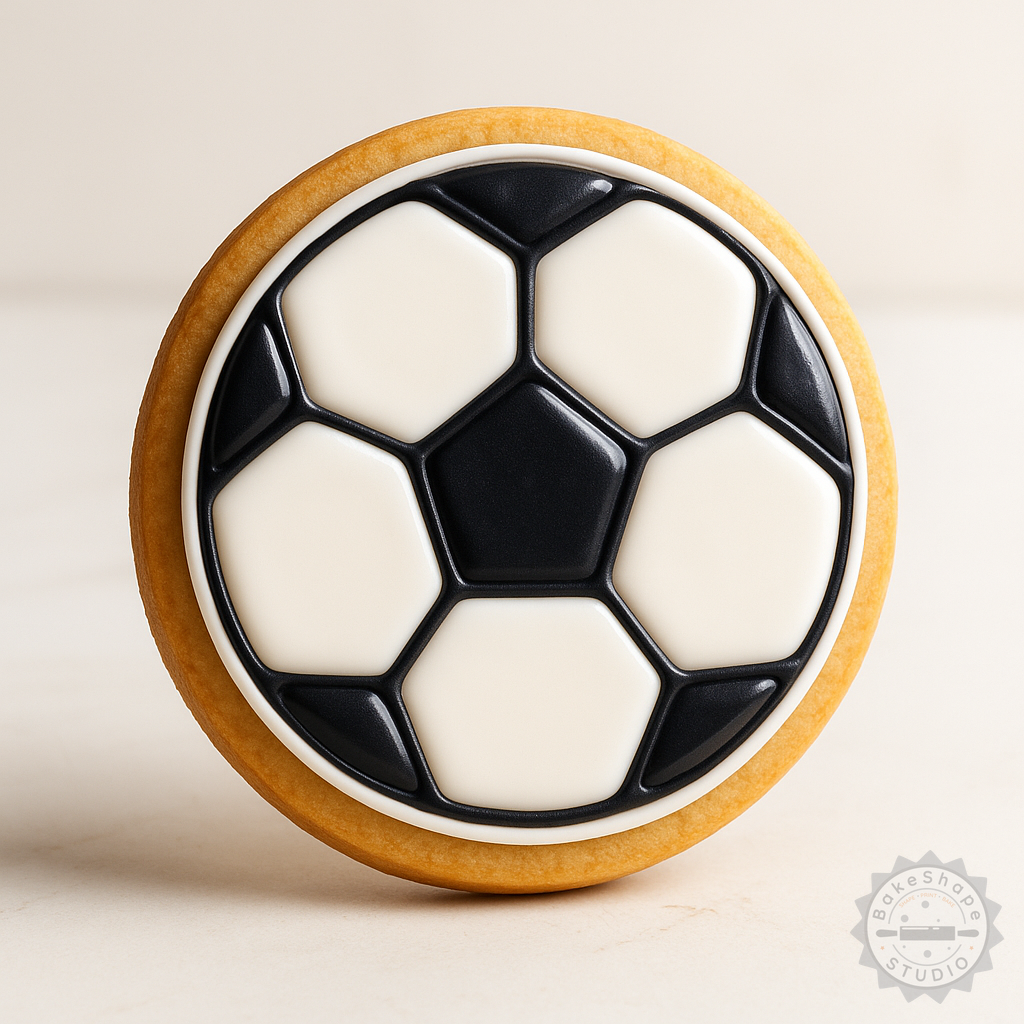 Decorated example 1 of Football Shape Cutter and Stamp Set, Perfect for Cookies and Fondant, Includes 6 Pieces in S/M/L Sizes