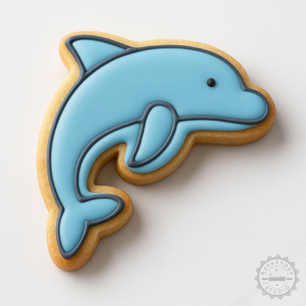 Dolphin shape cutter and stamp STL set for 3D printing cookie cutters and fondant embossers