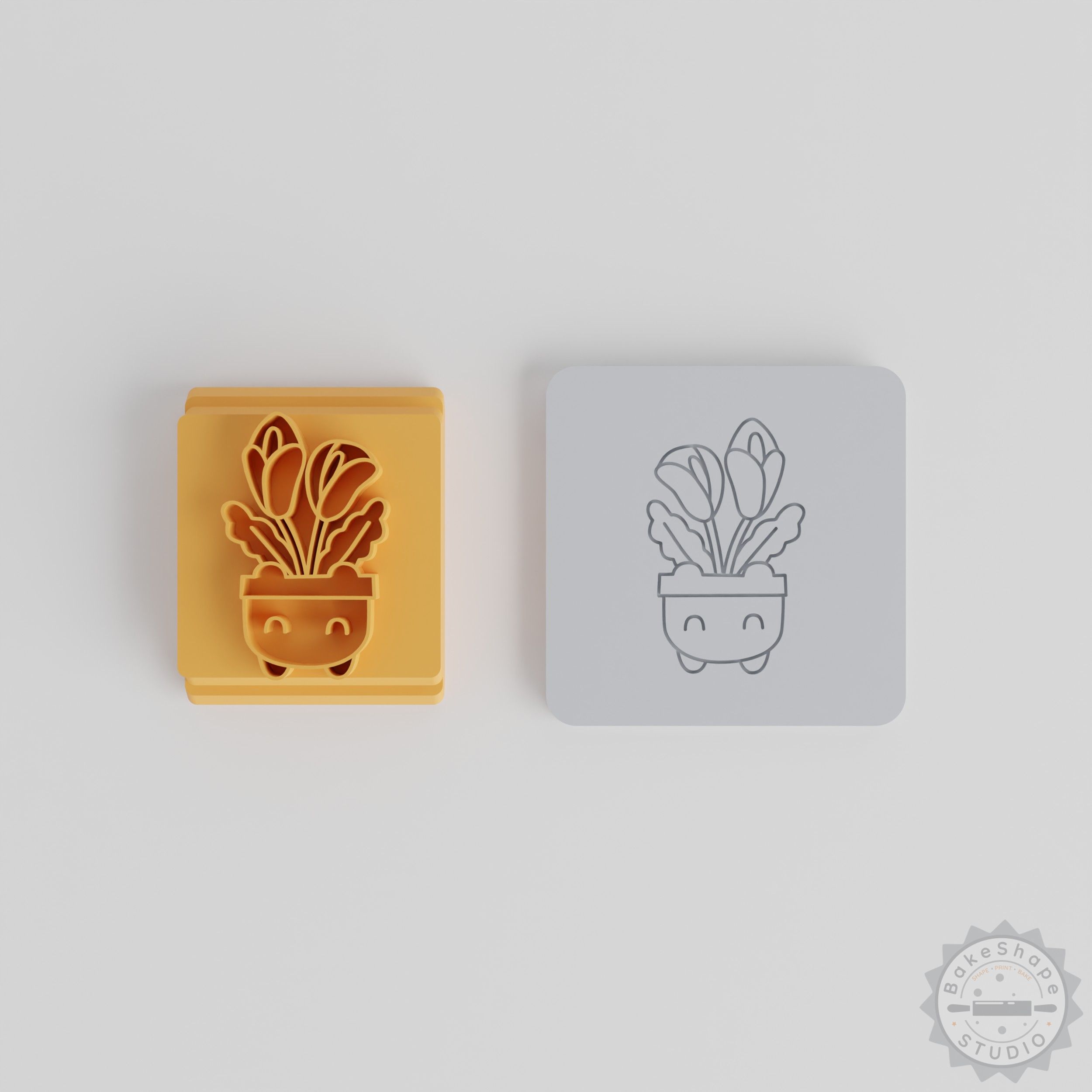 Calla Lily Flower Pot Stamp Set, 5 Sizes, Cute Floral Design for Clay, Cookies, Fondant