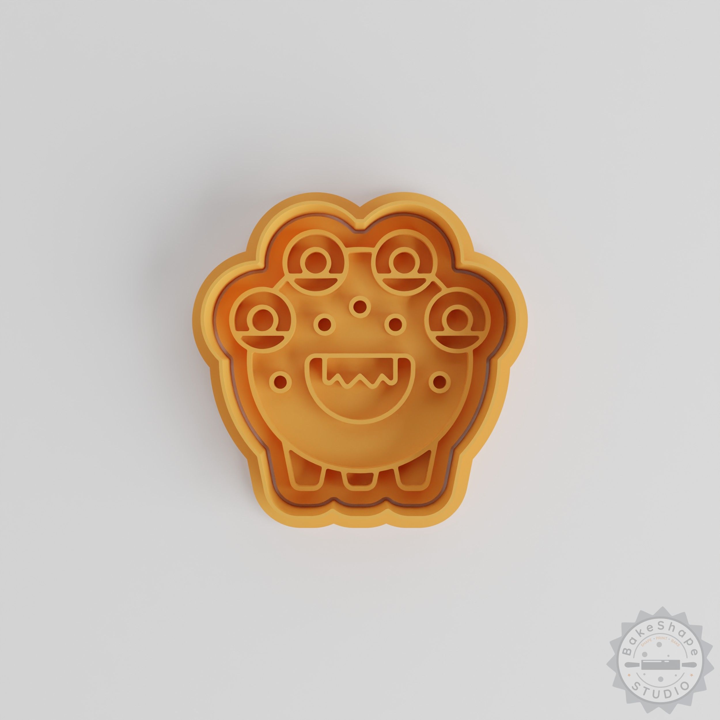 Four Eye Monster, Cookie Fondant Shape Cutter and Stamp Set, 6-Piece, Cartoon Creature Design, S/M/L Sizes