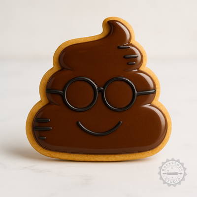 Decorated example 1 of Poop Emoji Cookie Cutter and Stamp Set, 6 Pieces, S/M/L Sizes for Cookies and Fondant
