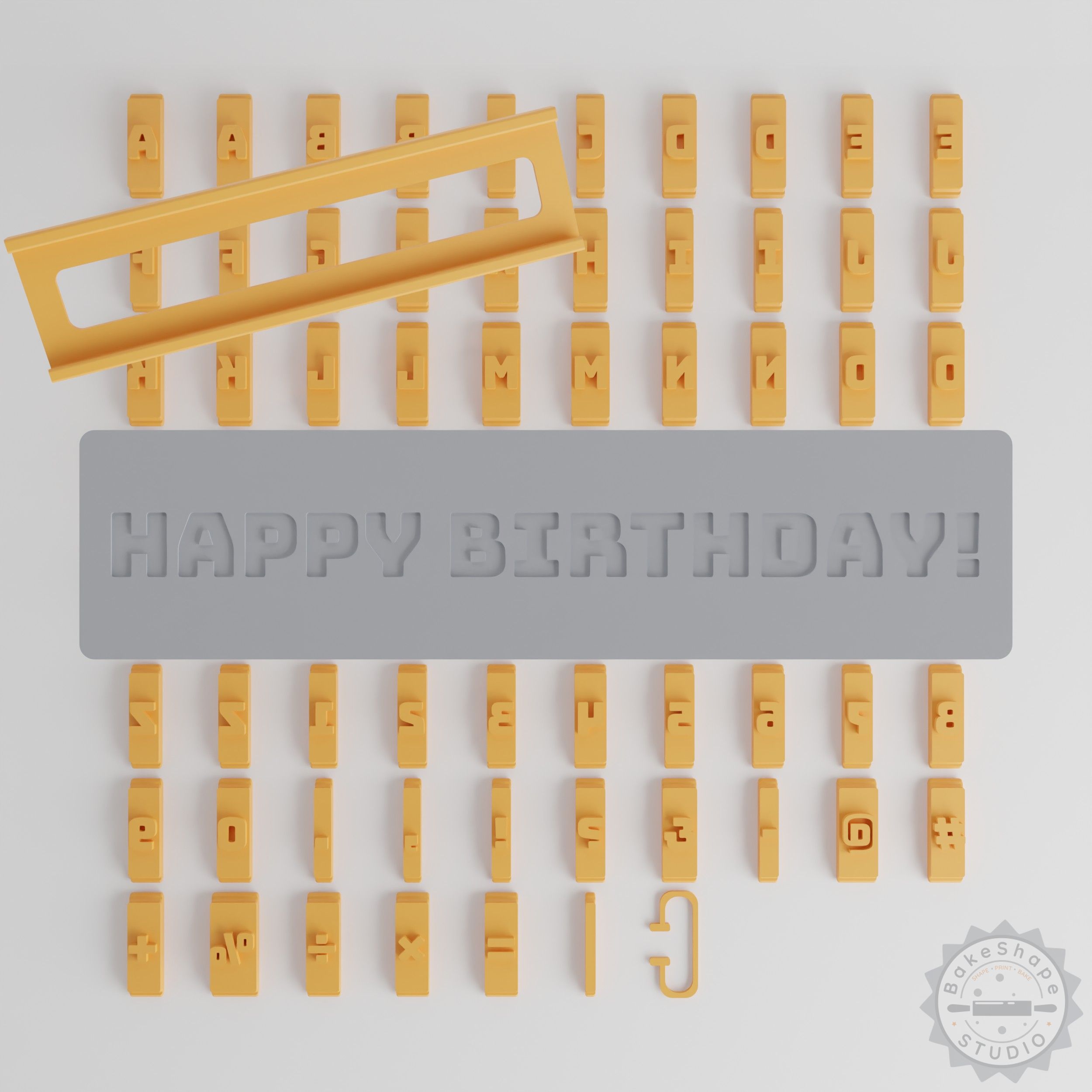 Bungee Font Tile Set, 1/2" Size, 80 Pieces for Clay, Cookies, Fondant and Soft Materials