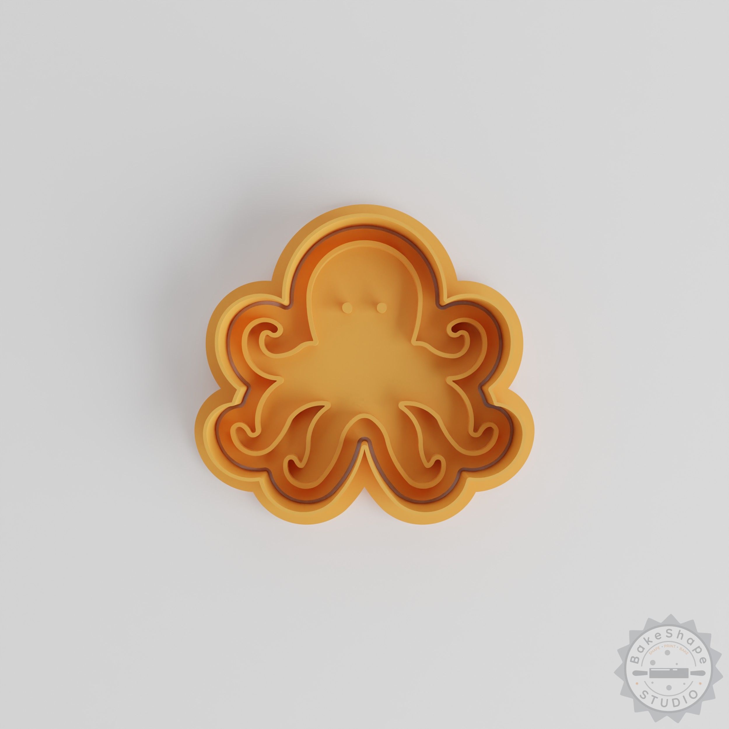 Octopus Shape Cutter and Stamp Set, Perfect for Cookies, Fondant, Blue Ring Ocean Octopus Design, 3 Sizes S/M/L, 6 Pieces