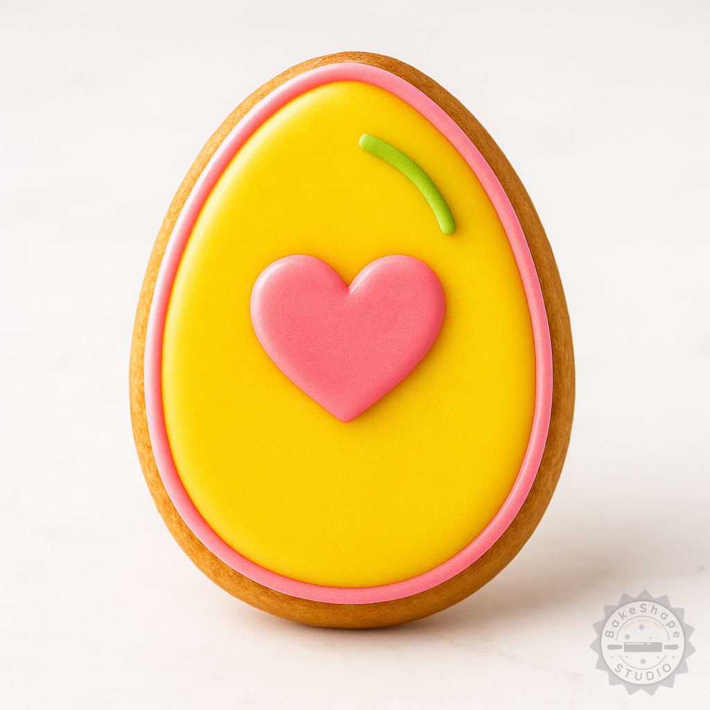 Decorated example 1 of Easter Egg Cookie Cutter Set, 6-Piece Shape and Stamp Kit in S/M/L for Fondant, Biscuit Decorating
