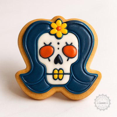 Decorated example 1 of Skull Shape Cutter and Stamp Set, 6 Pieces for Cookies, Fondant - Small, Medium, Large Sizes
