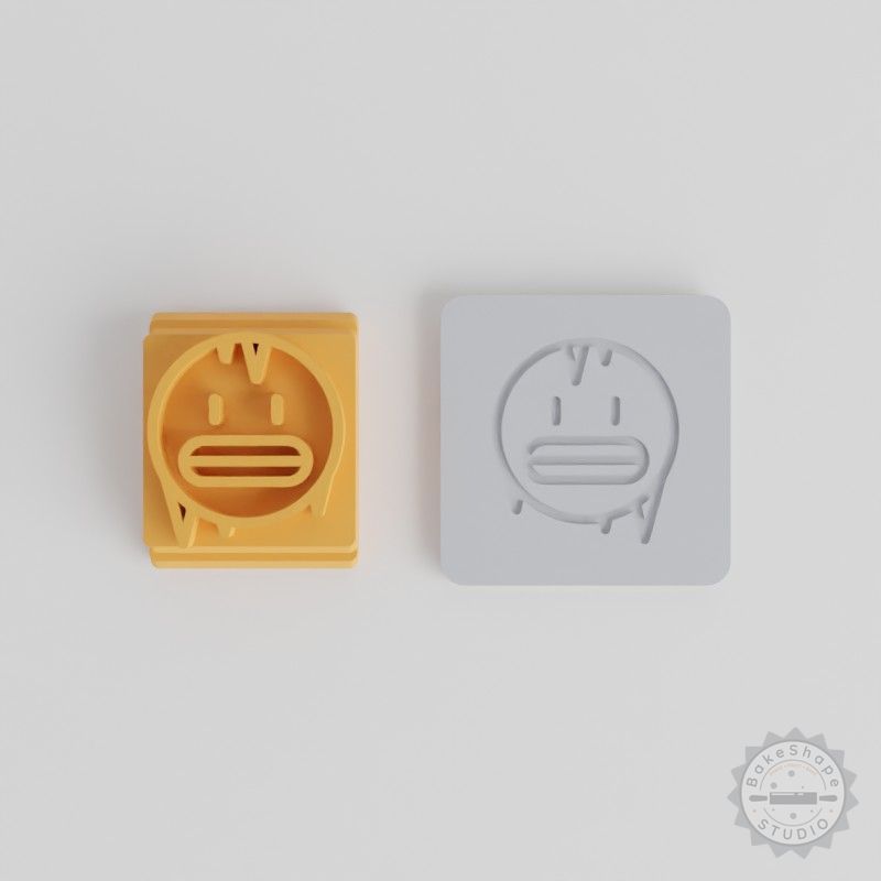 Cold Stamp Tile Set for Clay, Cookies & Fondant, 5 Sizes, Emoji Face Motif