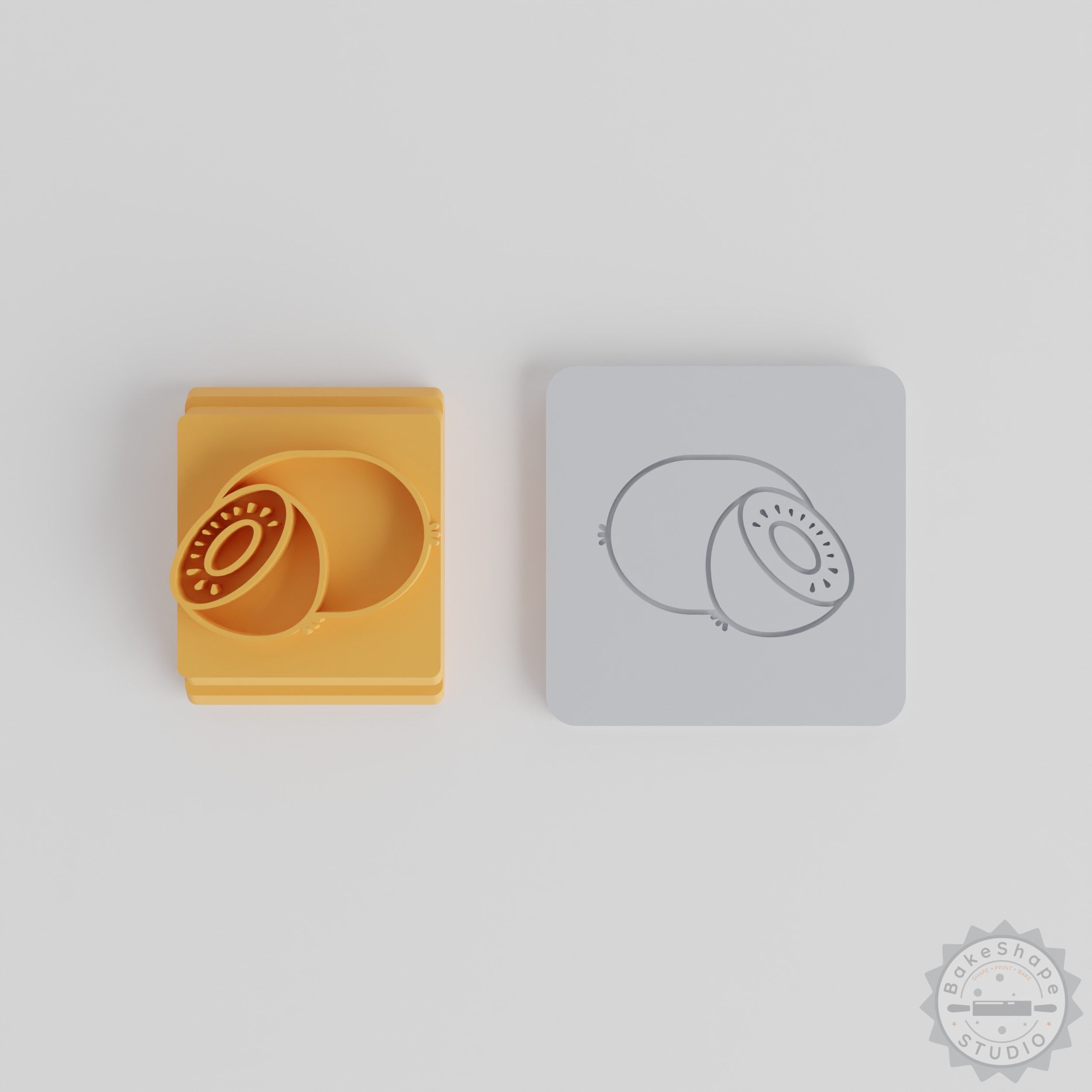 Kiwi Stamp Tile Set, 5 Sizes for Clay & Fondant, Organic Fruit Design