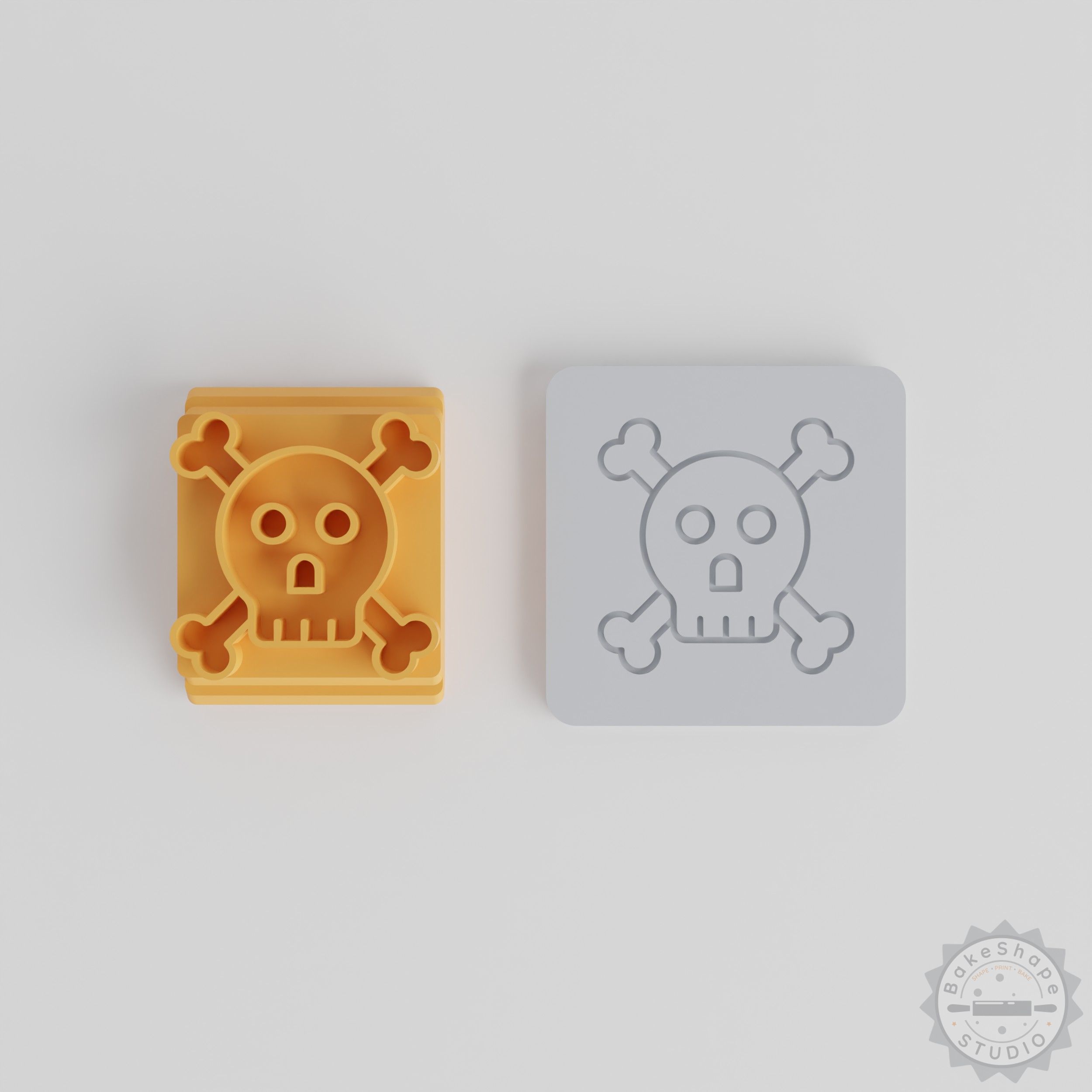 Skull and Crossbones Stamp Tile Set, 5 Sizes for Clay, Cookies, Fondant, Pirate Symbol Tool