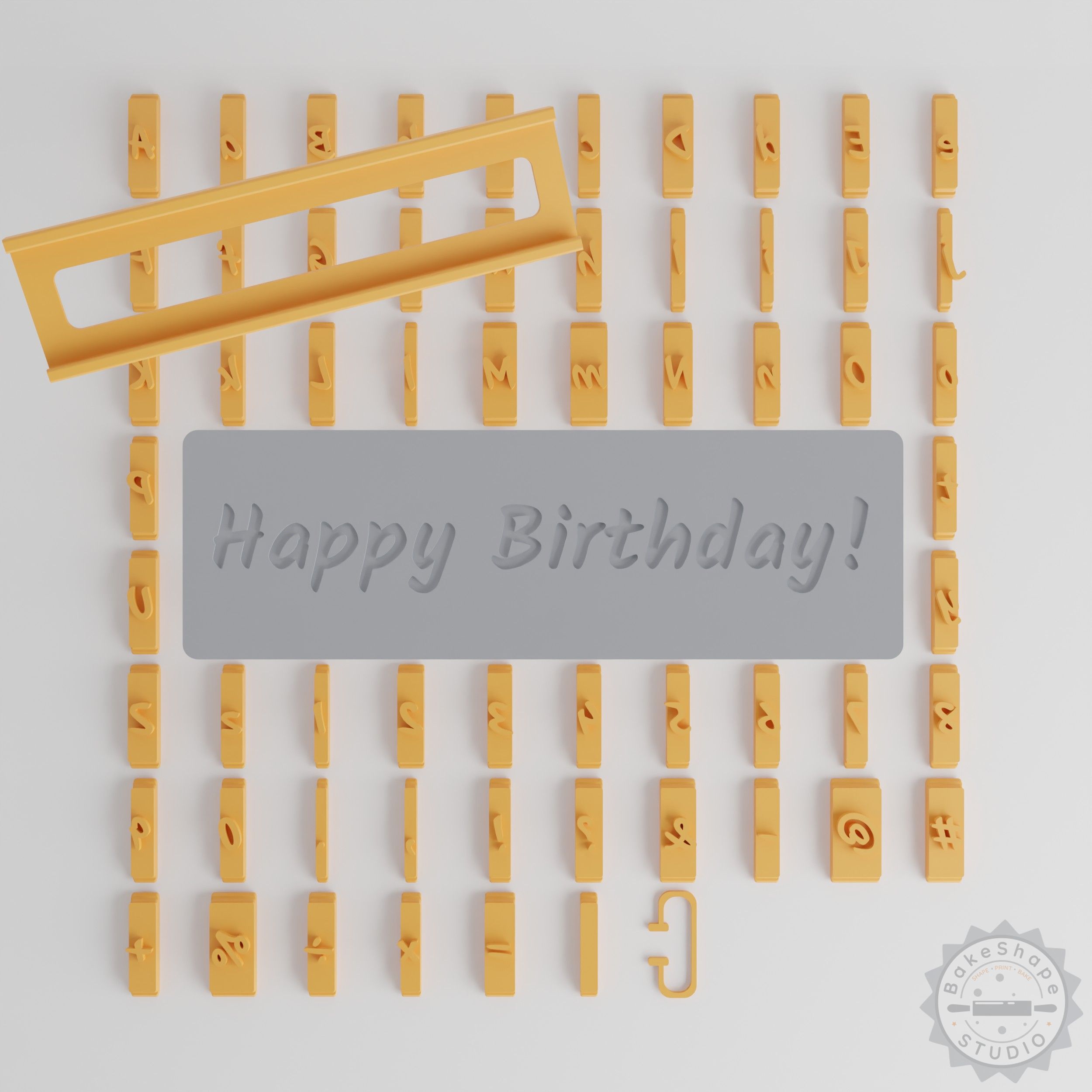 Kalam Bold Font Tiles Set, 1/2" Size, 80-Piece for Clay, Cookies, Fondant