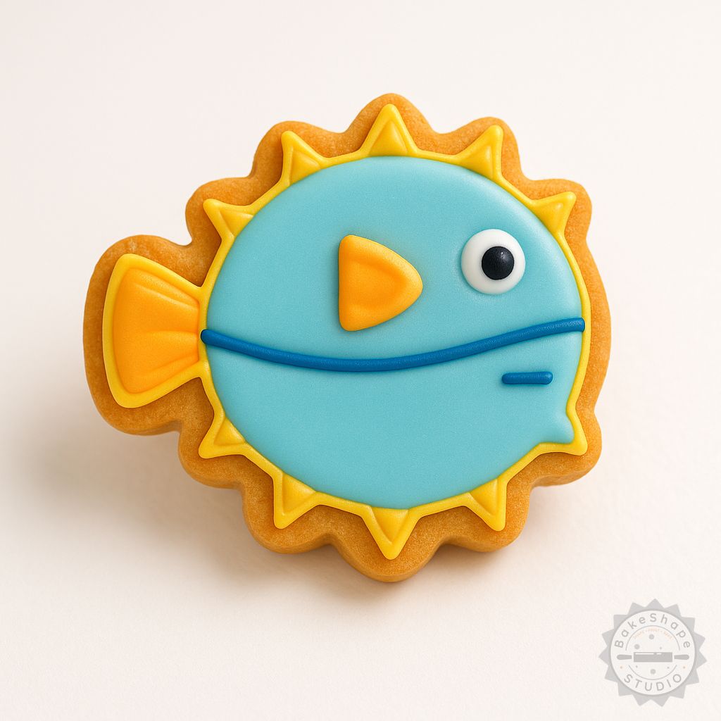 Puffer Fish cookie cutter and stamp set STL for 3D printing marine themed cookies and fondant