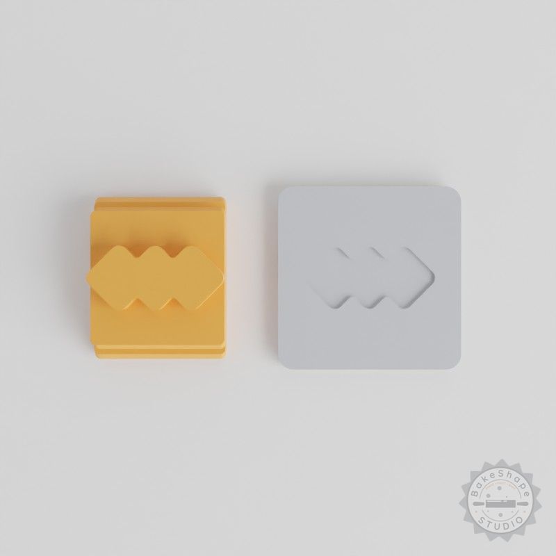 Abstract Wave Stamp Tile Set, Geometric Curly Line Designs for Clay, Cookies, Fondant, 5 Sizes