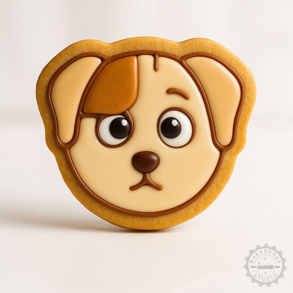 Scared dog shape cutter and stamp set STL for cookie and fondant 3D printing in small, medium, and large sizes