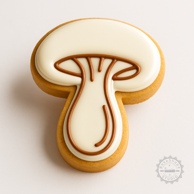 Decorated example 1 of Mushroom Shape Cutter and Stamp Set, Perfect for Cookies and Fondant, Includes S/M/L Sizes, 6-Piece Collection