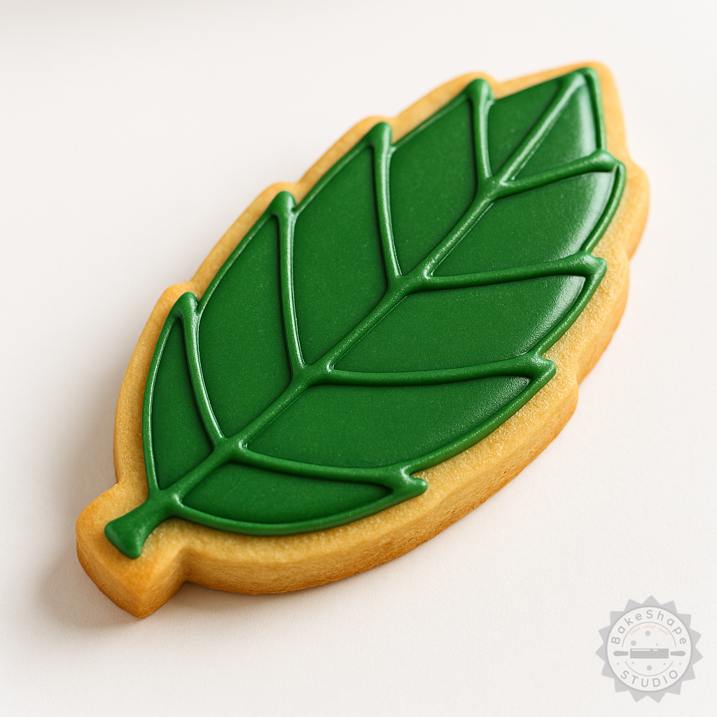 Decorated example 1 of Leaf Shape Cutter and Stamp Set for Cookies and Fondant, 6 Pieces in S/M/L Sizes
