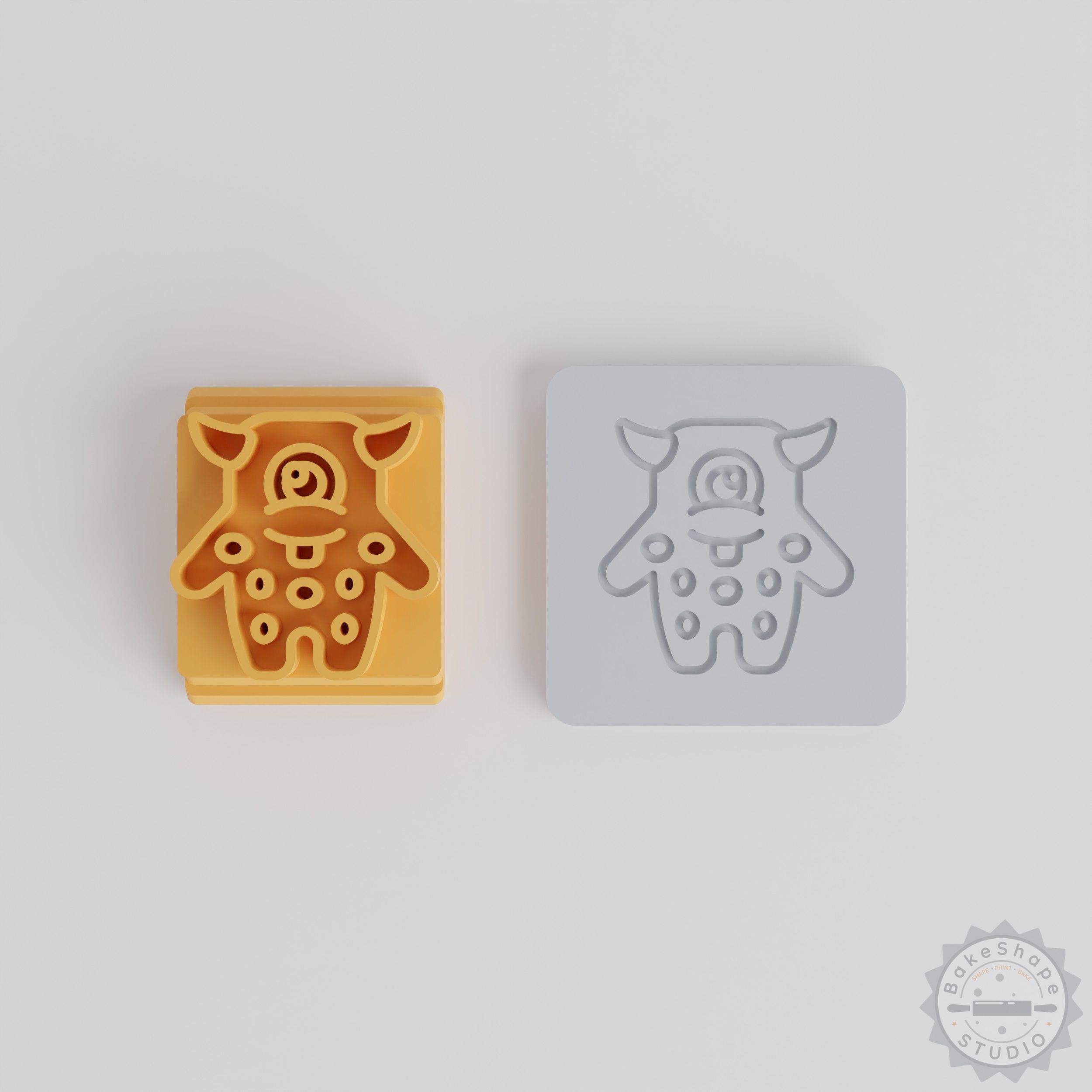 Spotted Rectangle Monster Stamp Set, 5 Sizes, Ideal for Clay, Cookie, Fondant Motifs