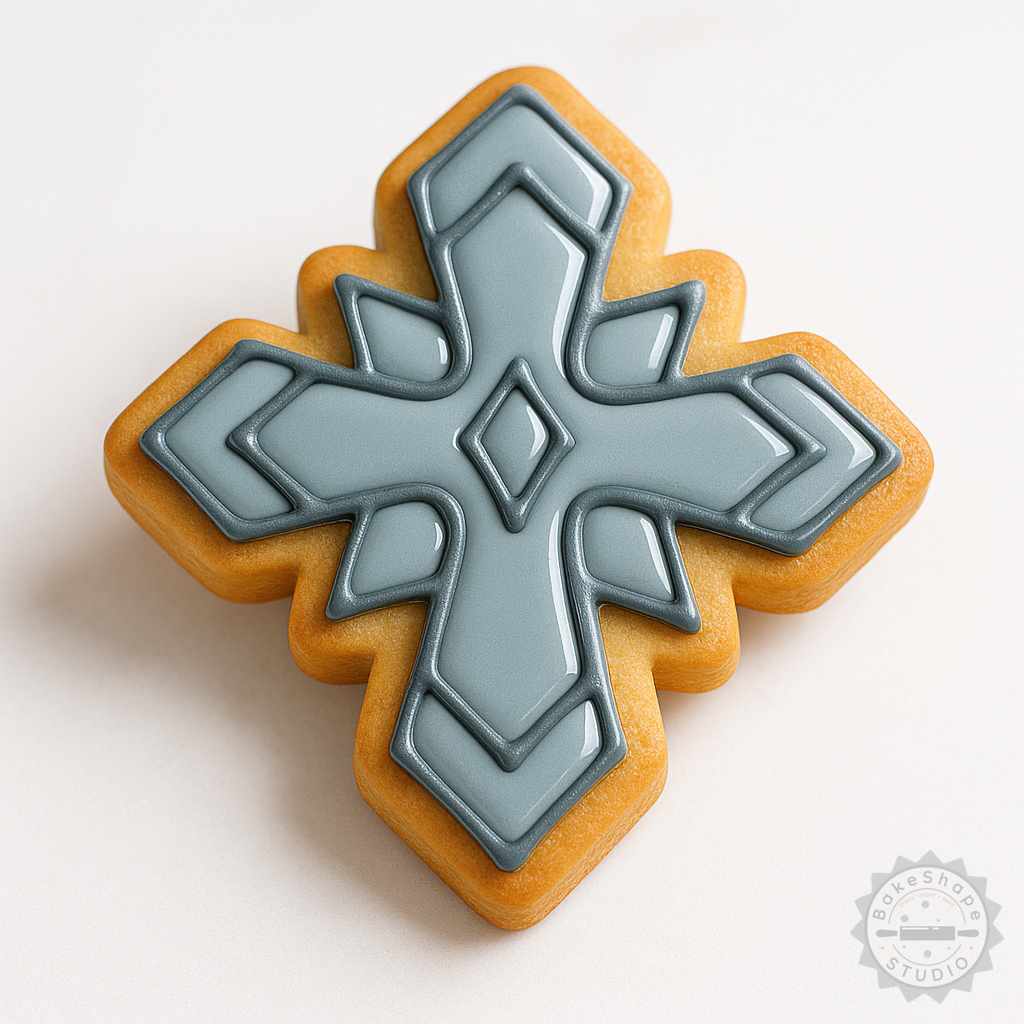 Decorated example 1 of Blade Shape Cutter and Stamp Set, 6-Piece, Perfect for Cookies and Fondant, S/M/L Sizes, Medieval Designs