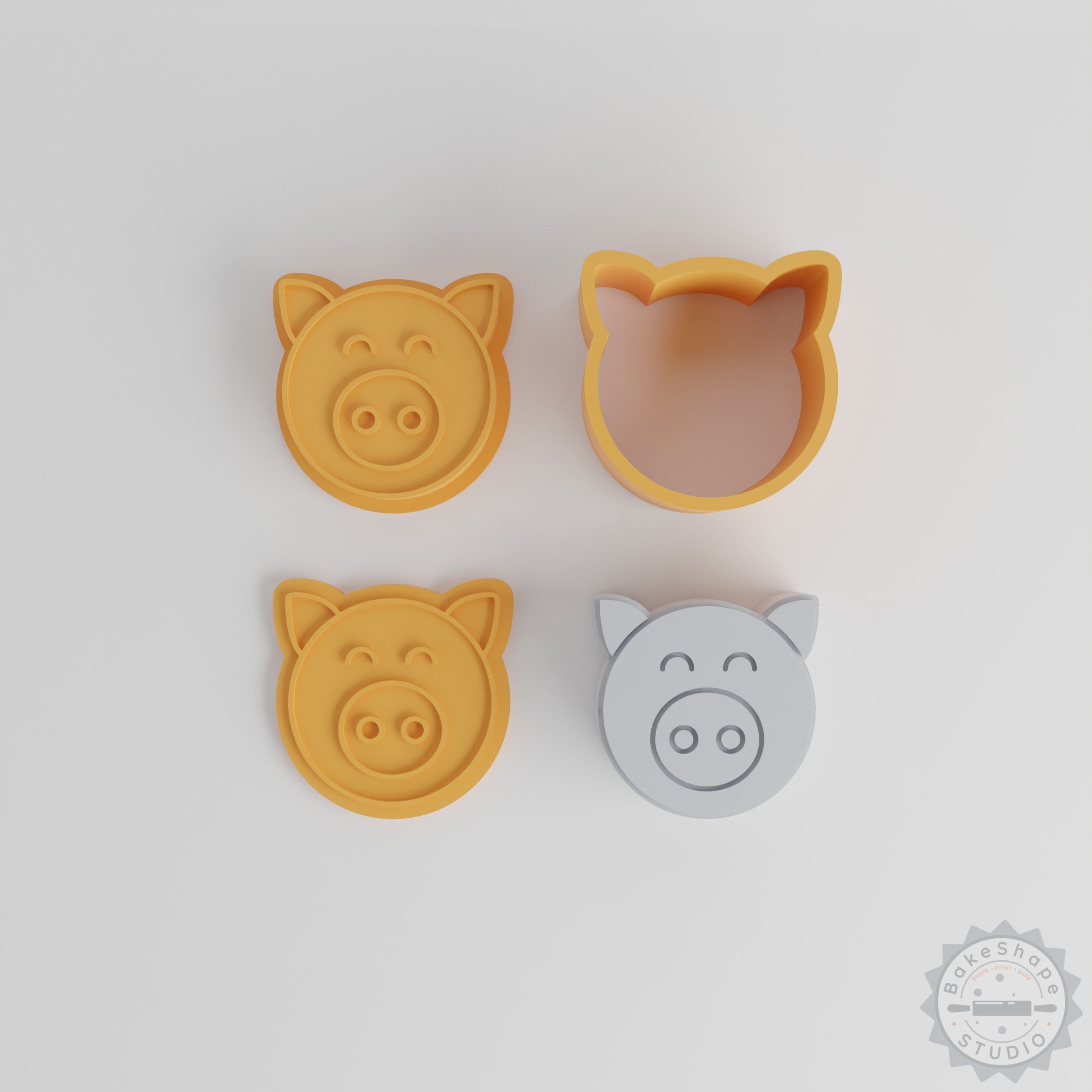 Pig Bath Bomb Mold Set, Animal Farm Design, 4 Sizes, 12 Pieces