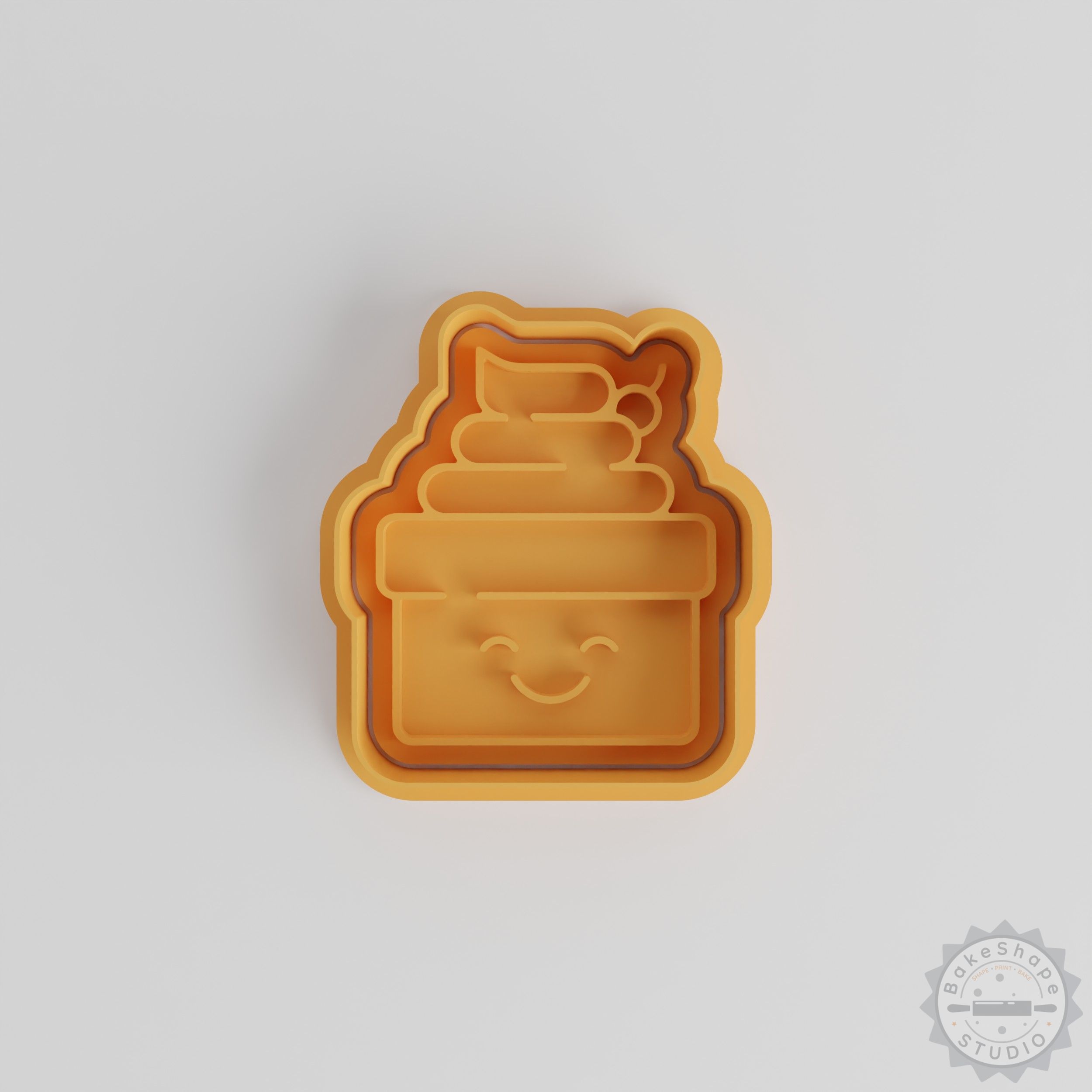 Ice Cream Cookie Cutter Stamp Set, 6-Piece, Smiling Cone, Fondant & Pastry Decor, S/M/L Sizes