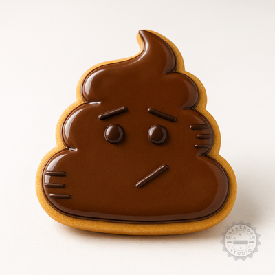 Decorated example 1 of Poop Emoji Shape Cutter and Stamp Set, 3 Sizes (S/M/L), 6 Pieces for Cookies & Fondant