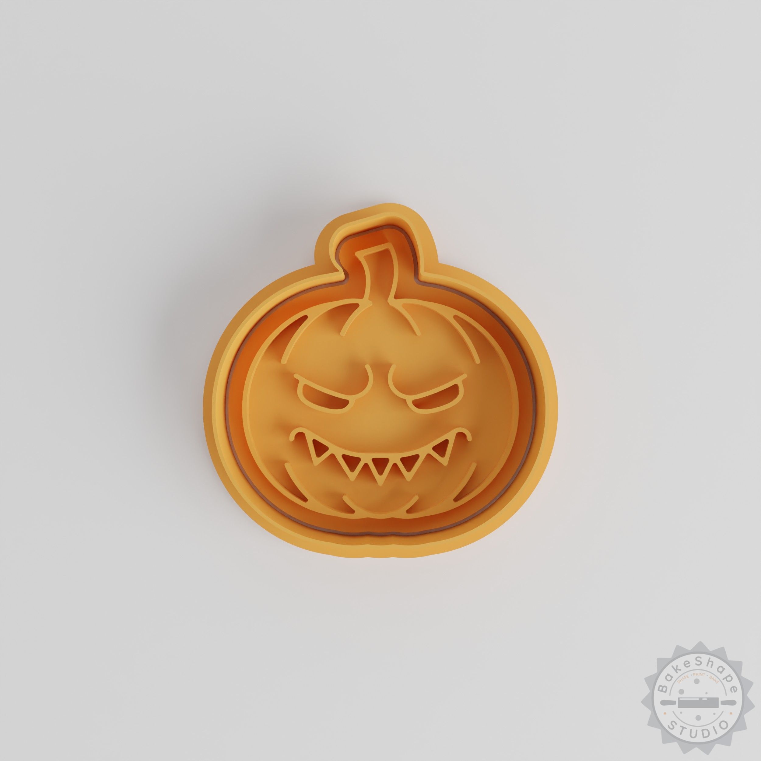 Evil Pumpkin Halloween Cookie Cutter and Stamp Set - 6 Pieces, 3 Sizes, Perfect for Fondant and Baking
