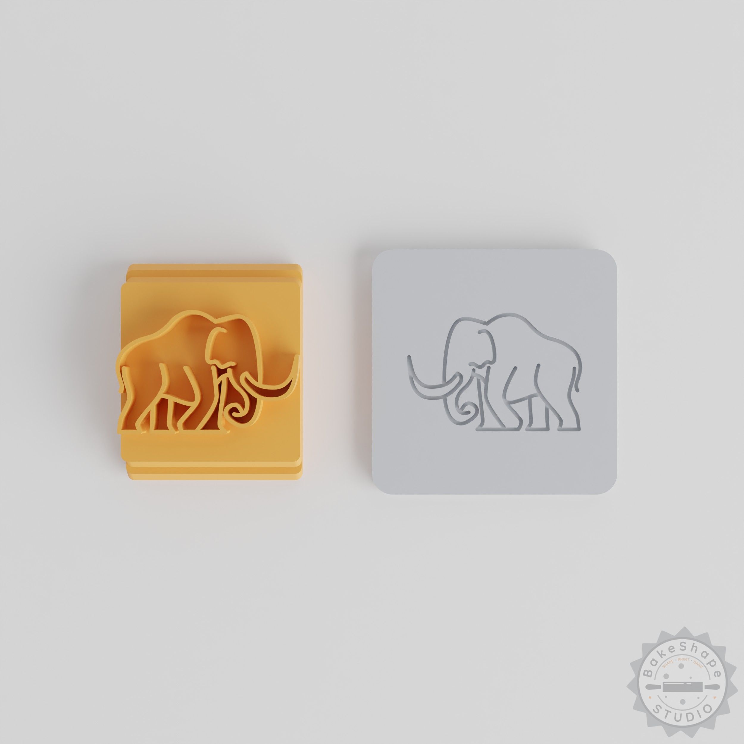 Mammoth Stamp Tile Set, Animal Motifs, 20-40mm, 5 Pieces, Perfect for Clay, Cookies, Fondant, Soft Materials