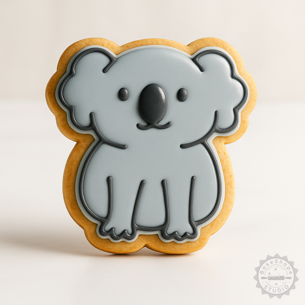 Decorated example 1 of Koala Cookie and Fondant Shape Cutter and Stamp Set, Sizes S/M/L, 6-Piece Animal Design