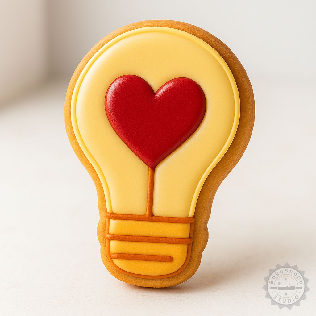 Heart Bulb cookie cutter and stamp STL for 3D printing in small, medium, and large sizes for baking and decorating