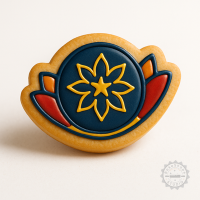 Decorated example 1 of Pushya Nakshatra Vedic Astrology Cookie Cutter Stamp Set, 6 Pieces, S/M/L Sizes