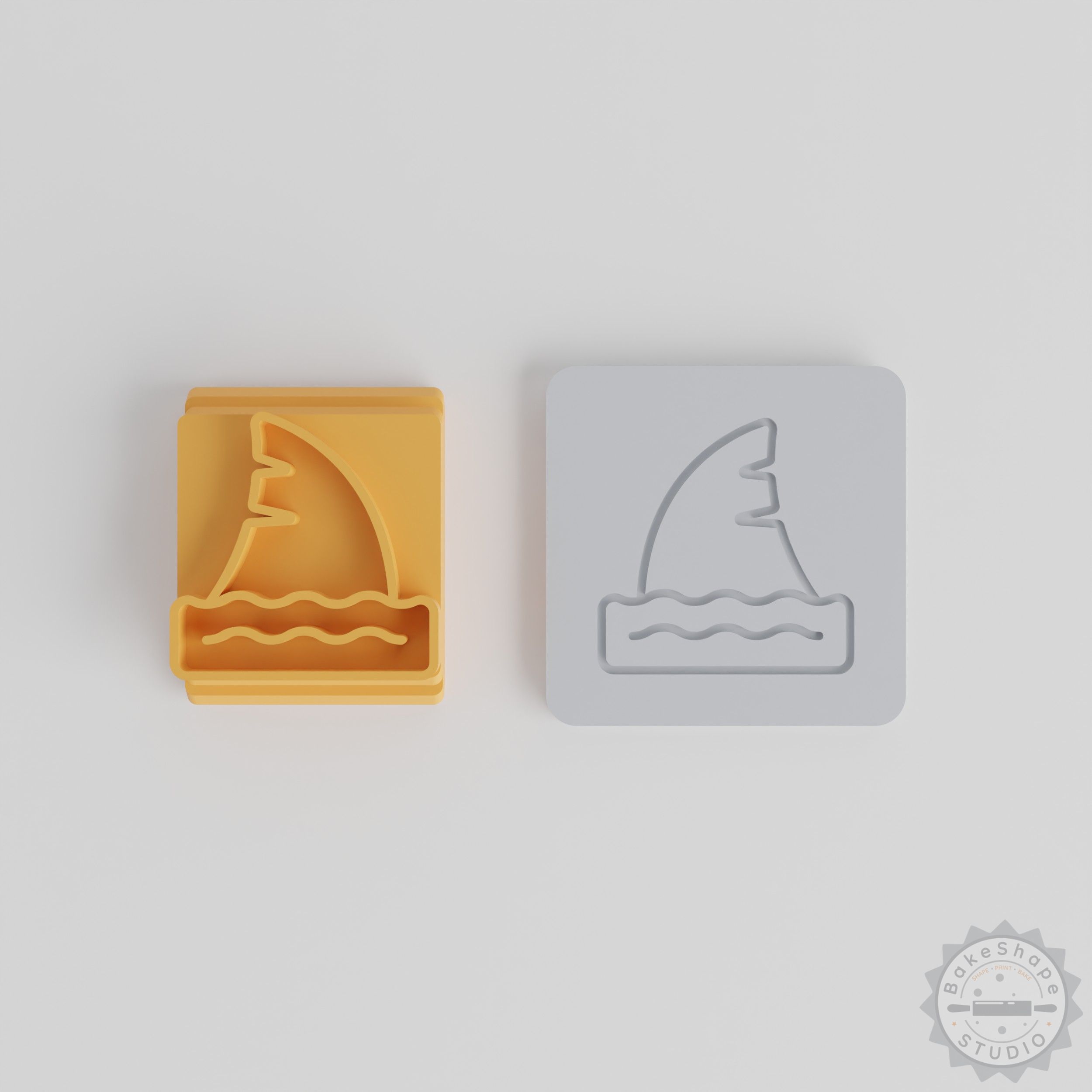 Shark Fin Ocean Stamp Tile Set for Clay, Cookies, Fondant, 5 Sizes