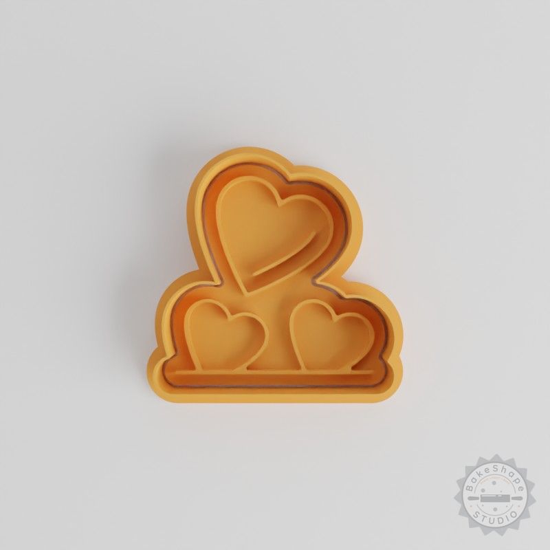 Heart Shape Cookie Cutter and Stamp Set, 6-Piece, S/M/L Sizes, Perfect for Cookies and Fondant