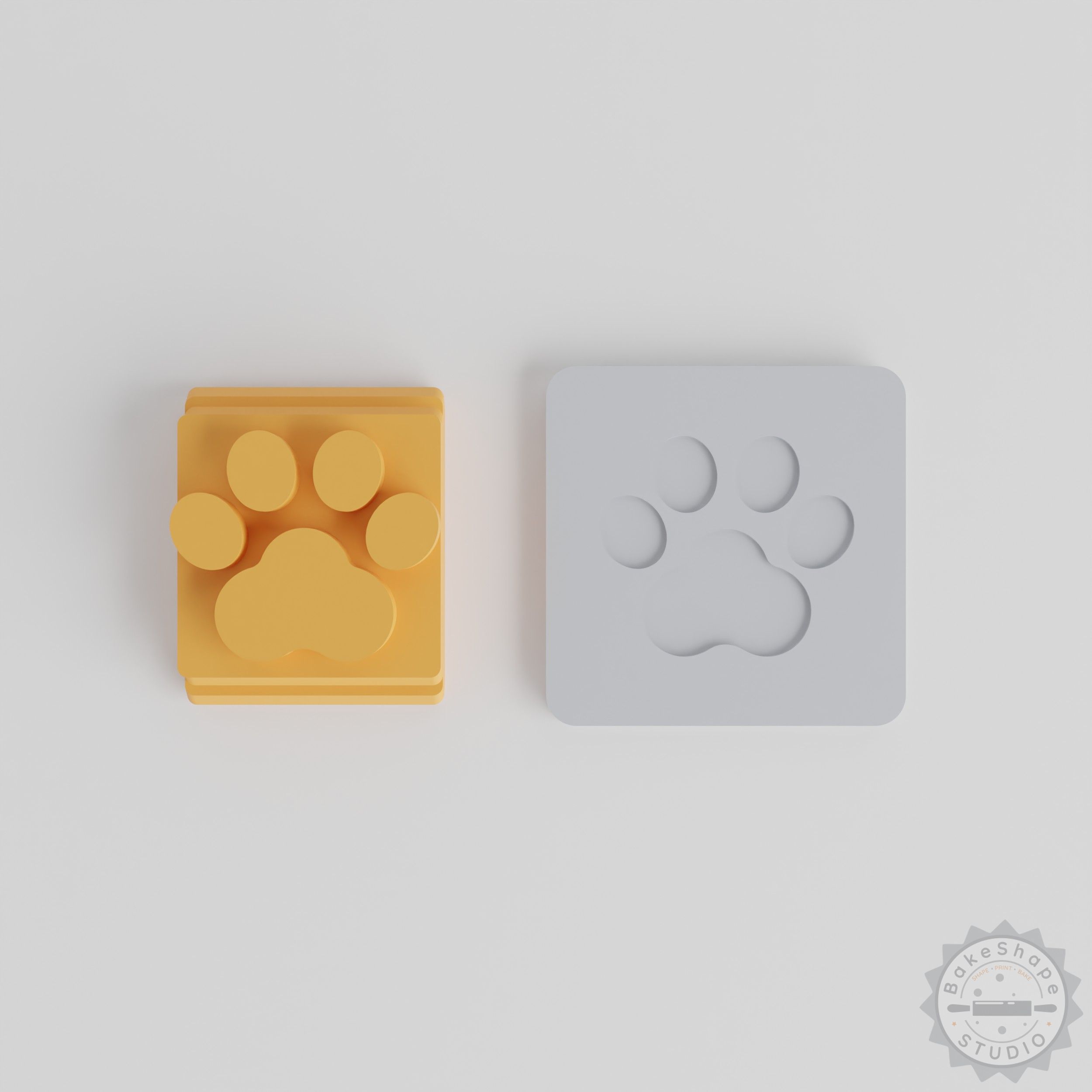 Paw Print Stamp Tile Set, 5 Sizes for Clay, Cookies, Fondant, Animal Footprint Design