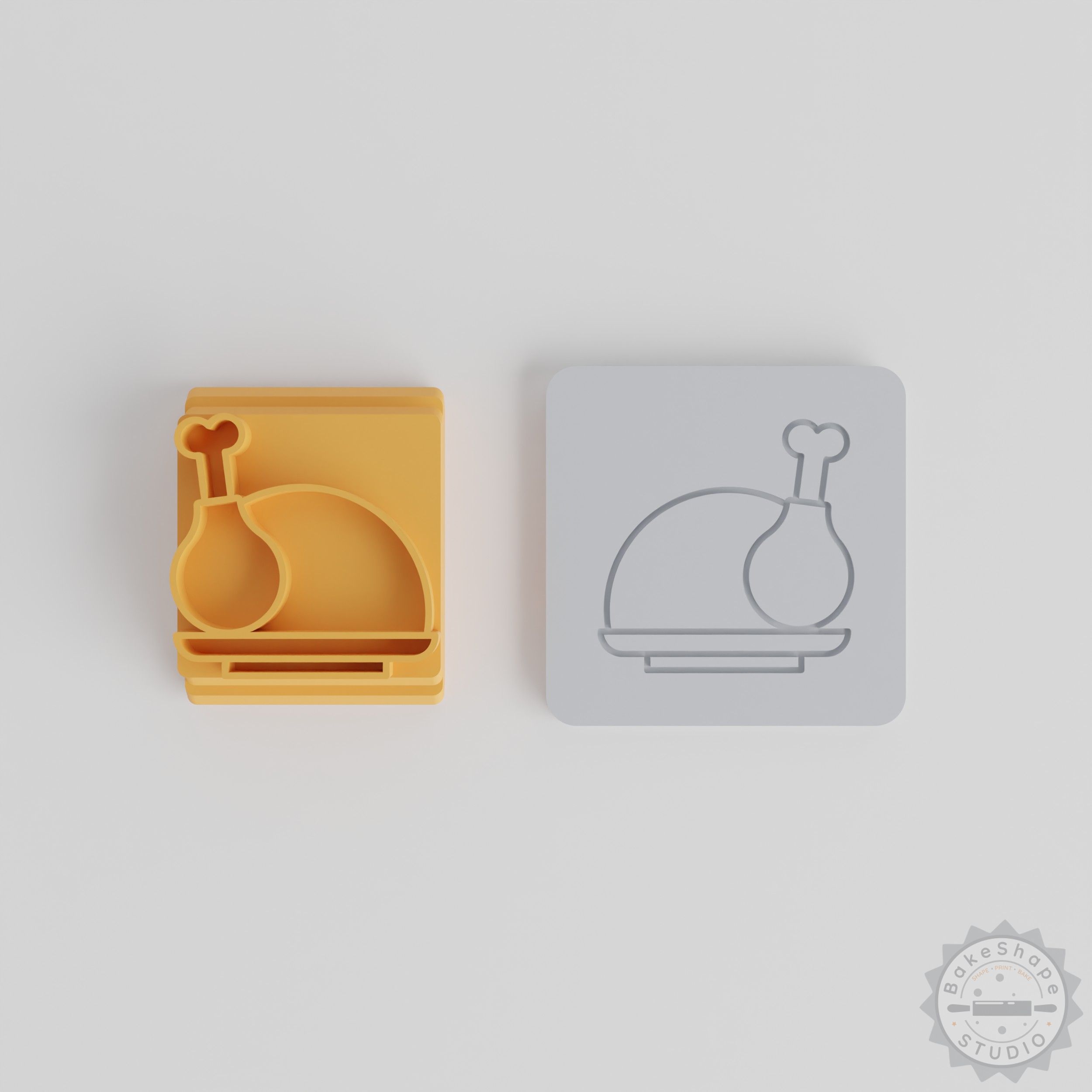 Roast Chicken Stamp Tile Set, 5-Piece Motif, Ideal for Clay, Fondant, Soft Materials, Thanksgiving Feast Decor