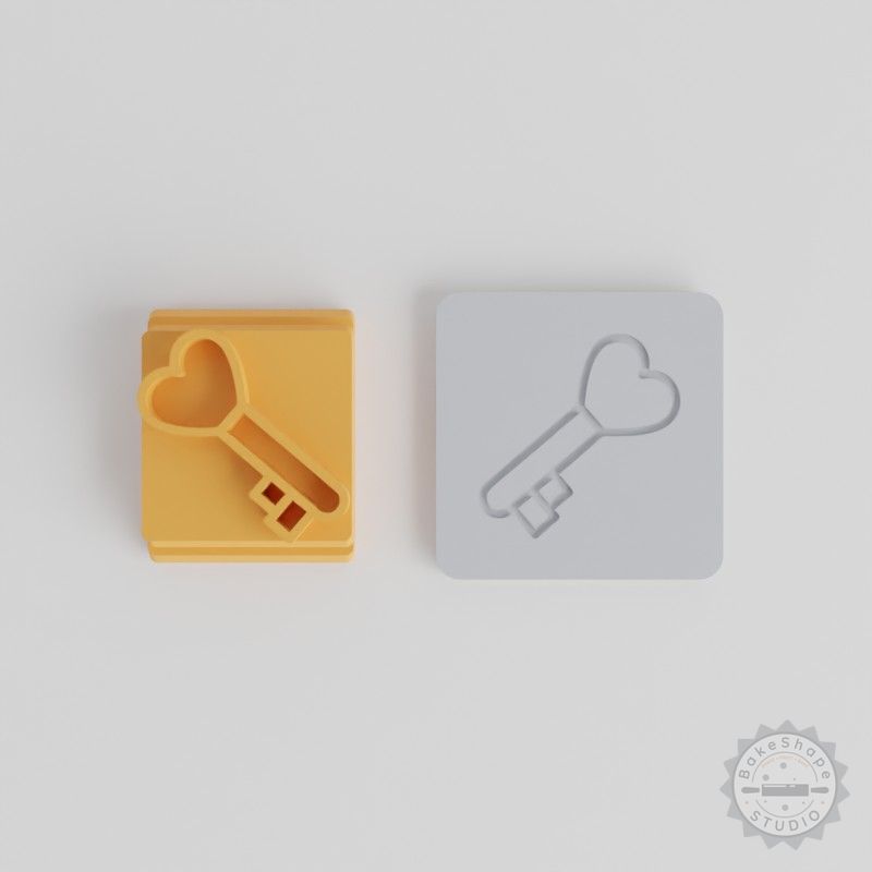 Heart Key Stamp Tile Set, 5 Designs, Perfect for Clay, Cookies, Fondant
