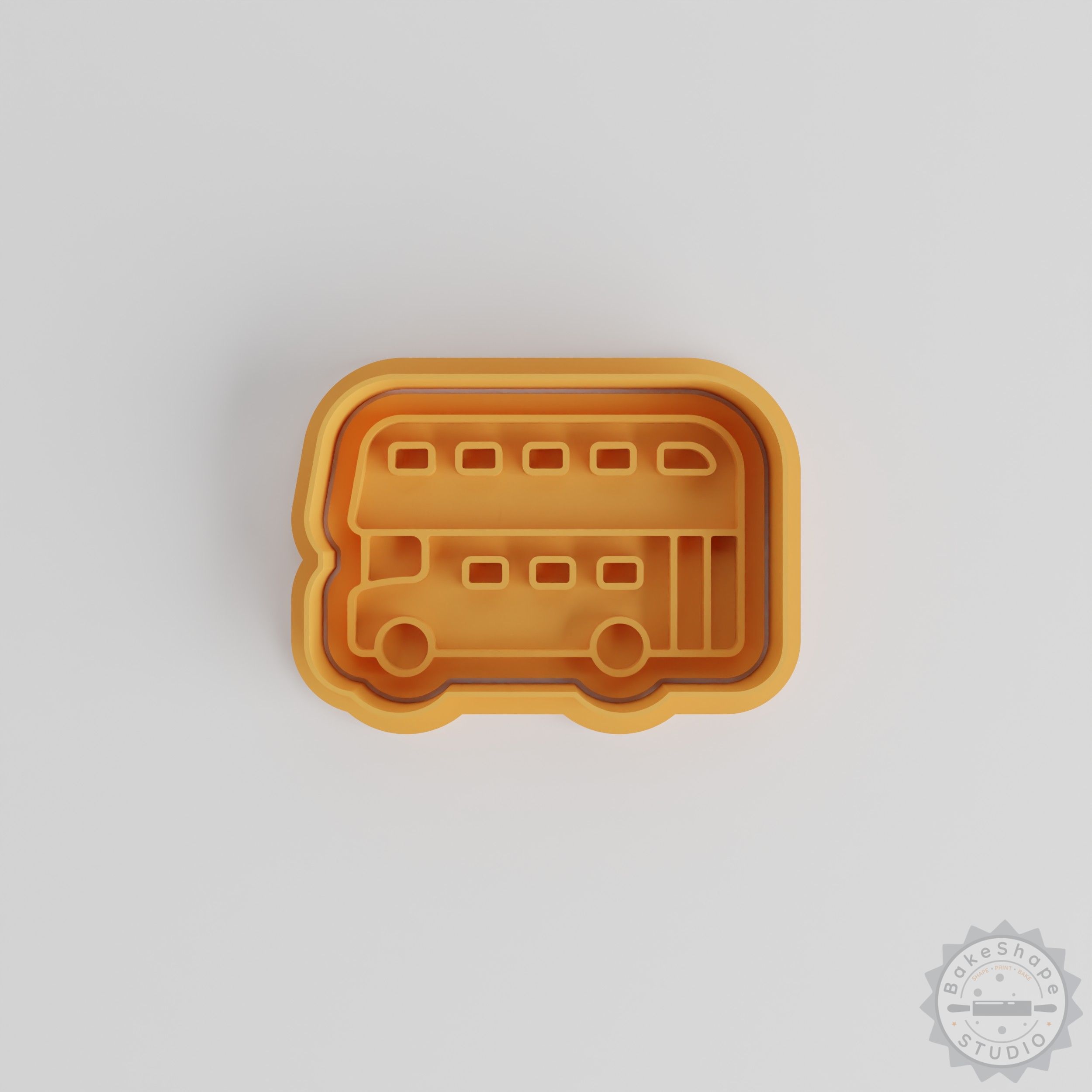 Double Decker Bus Cookie Cutter and Stamp Set, 6-Piece, Vehicle Shapes for Baking, Fondant, S/M/L Sizes