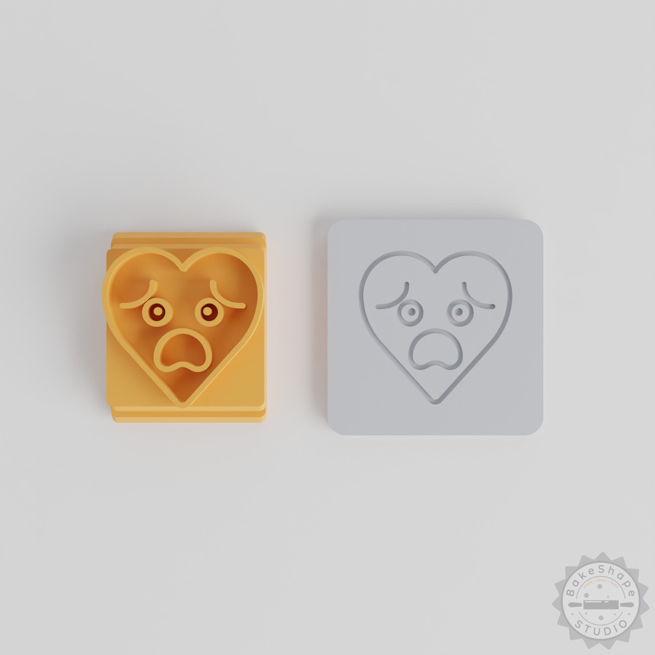 Nervous Face Stamp Tile Set, 5 Sizes, Emoji Design for Clay, Cookie, Fondant Crafting