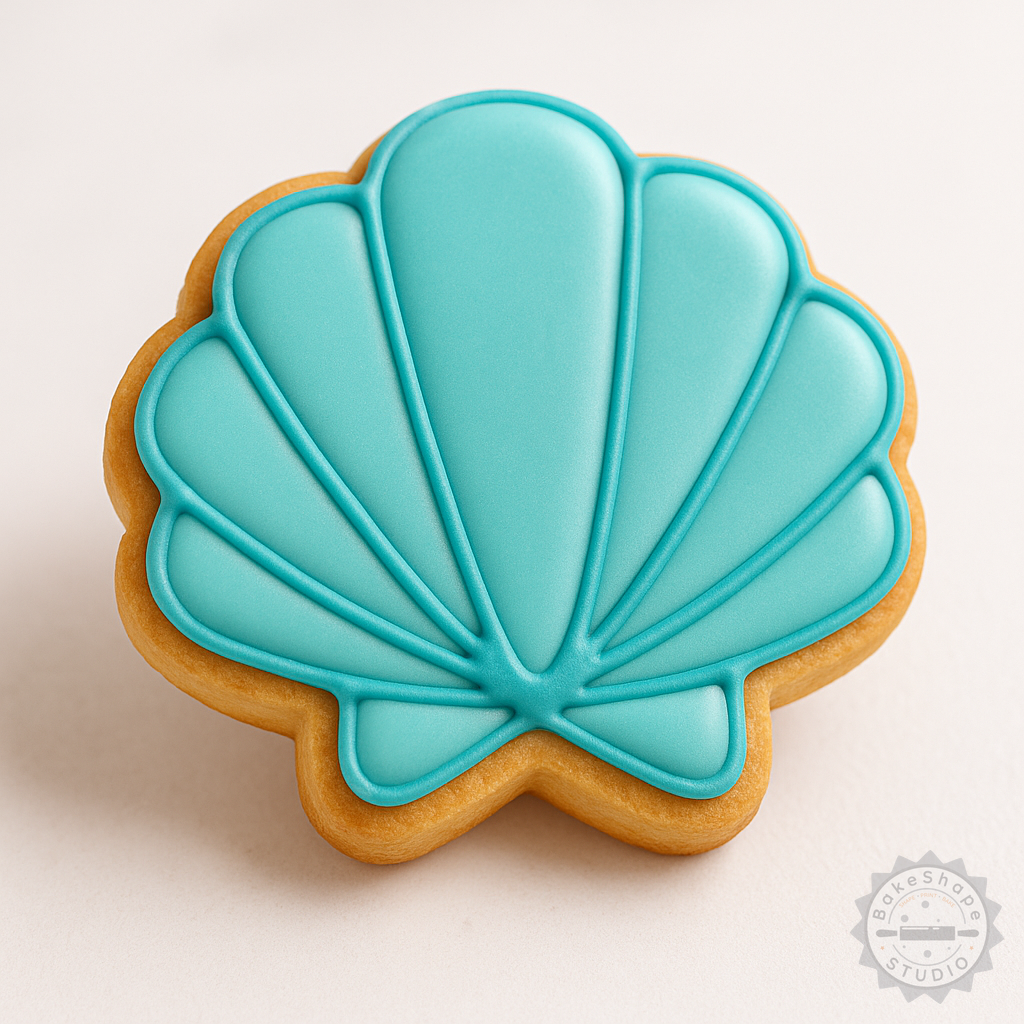 Decorated example 1 of Sea Shell Shape Cutter and Stamp Set, Cookie and Fondant Mold, 6 Piece Multi-Size Pack