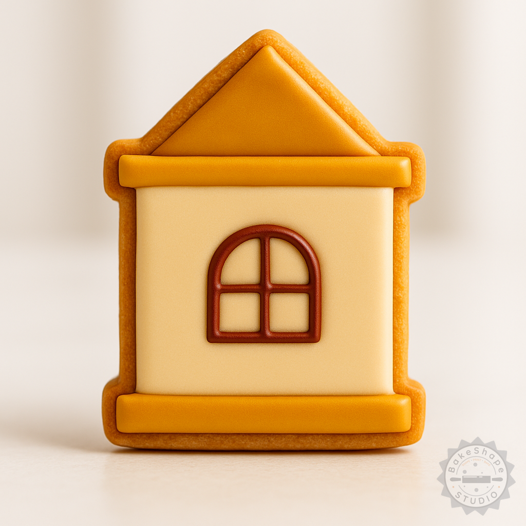 Decorated example 1 of House Cookie Cutter Set, Perfect for Cookies and Fondant, 6-Piece Shape Cutter and Stamp, S/M/L Sizes