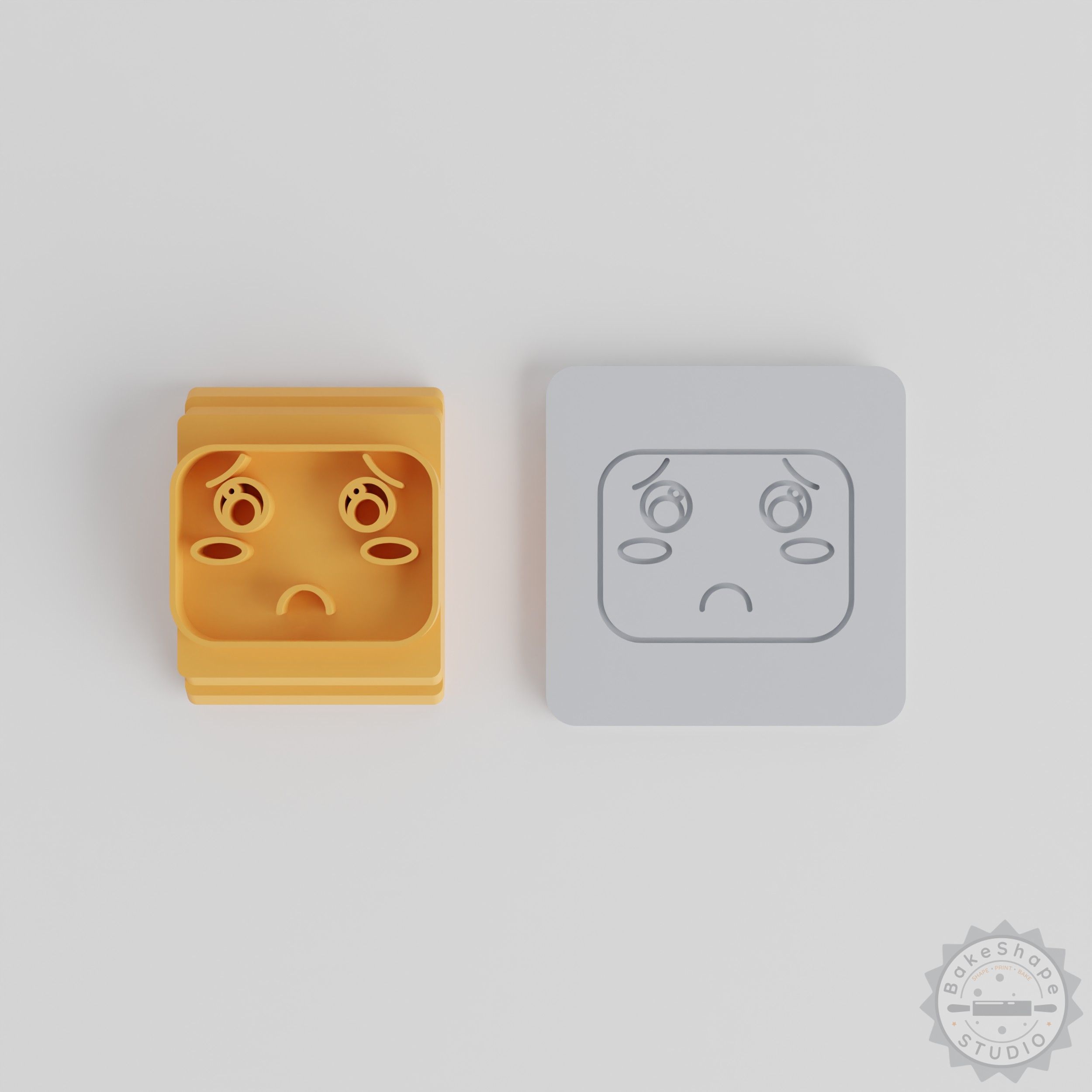 Kawaii Face Stamp Tile Set, 5-Piece, Cute Emoticon Design, Perfect for Clay and Cookie Crafting