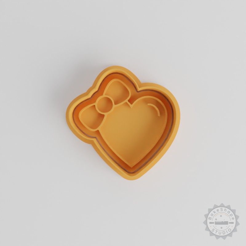 Heart Bow Shape Cutter and Stamp Set, Perfect for Cookies, Fondant, 3 Sizes, 6 Pieces