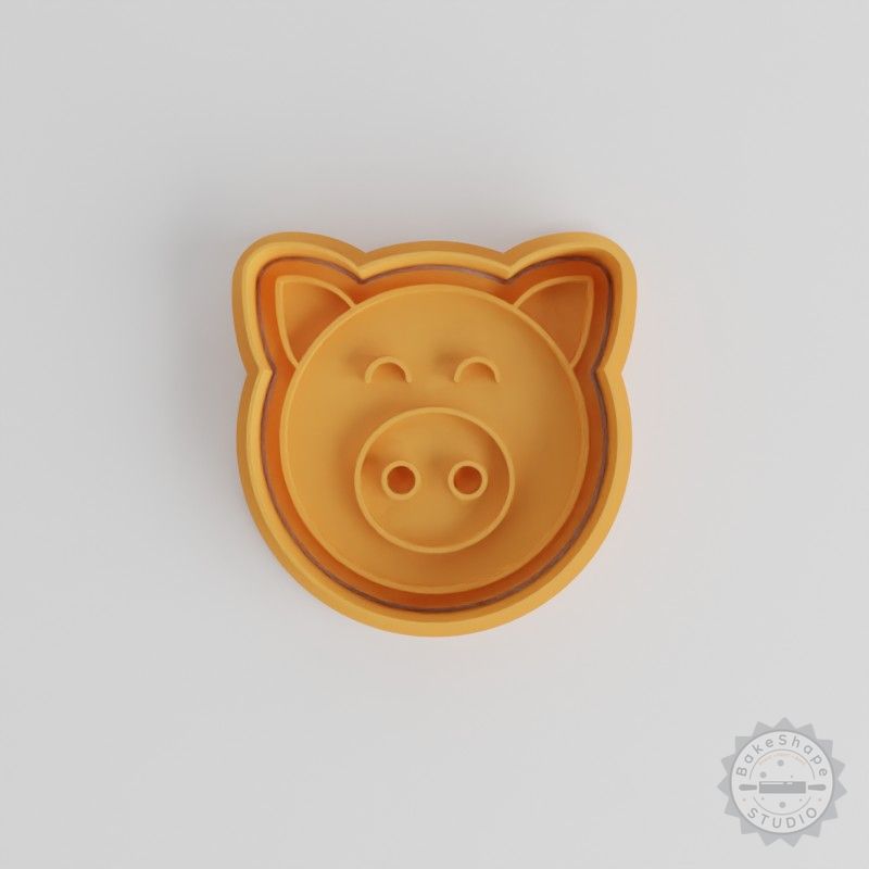 Pig Cookie Cutter Stamp Set, 6-Piece Farm Animal Fondant Molds, S/M/L Sizes